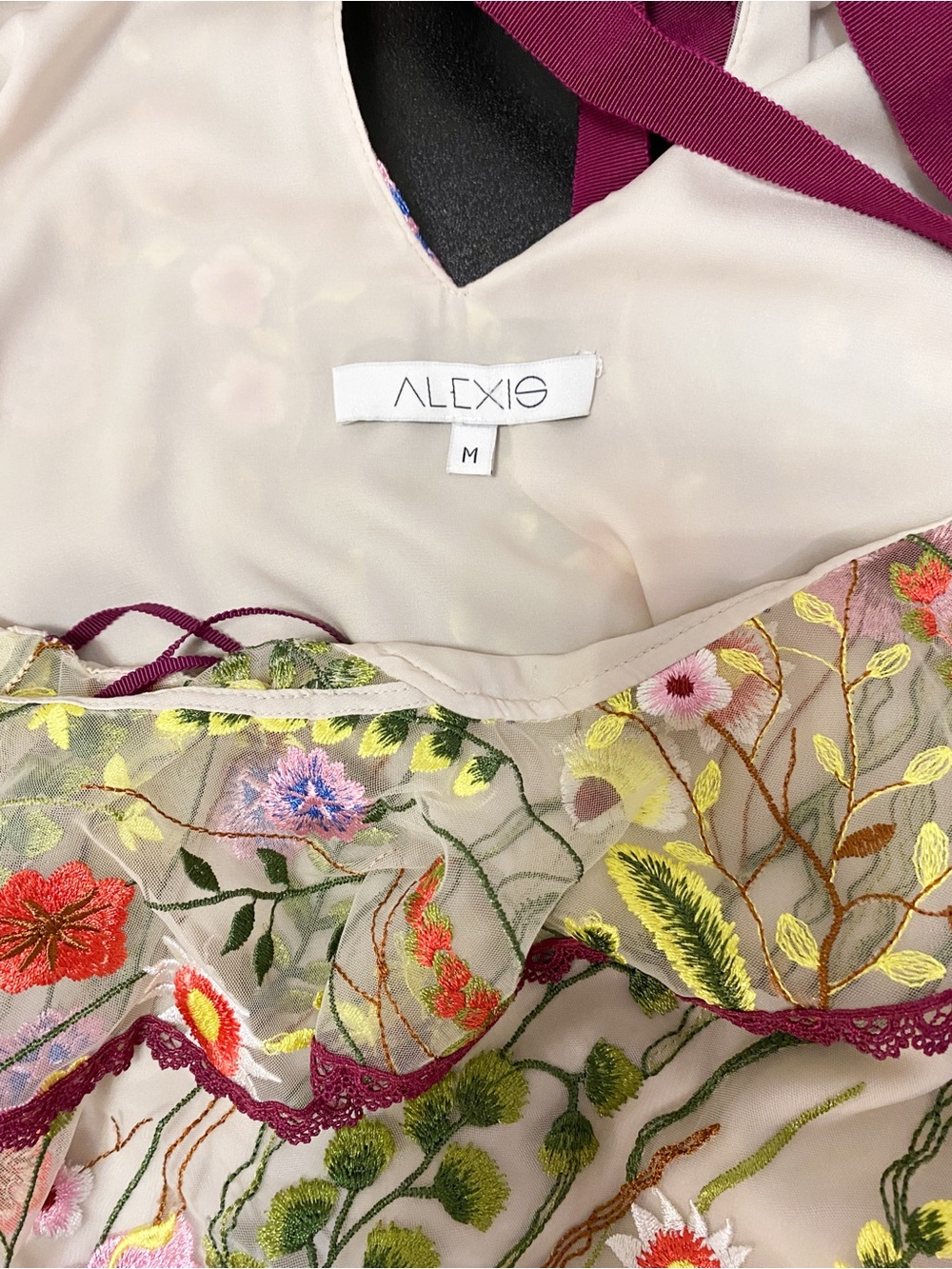 Alexis Floral Embroidered Cold-Shoulder Top in Cream - Picture 5 of 5